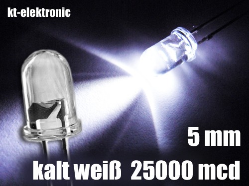Stück 5mm led kalt - kalt, weiß
